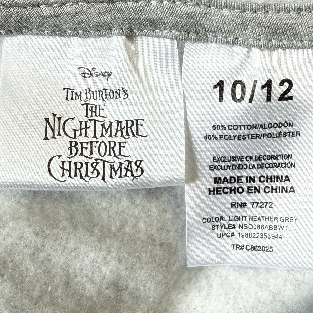 Disney Nightmare Before Christmas Kid Hoodie Grey Jack Skellington SZ/10-12 - Picture 8 of 8